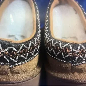 UGG | Shoes | Ugg Beige Suede Slipons With Patterned Trim 